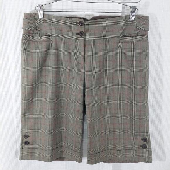 NWOT! LANE BRYANT! BLACK/WHITE/RED MICROPLAID KNEE LENGTH WALKING SHORTS! SZ 16 - Picture 2 of 9